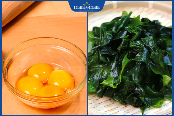 trứng gà và rong biển