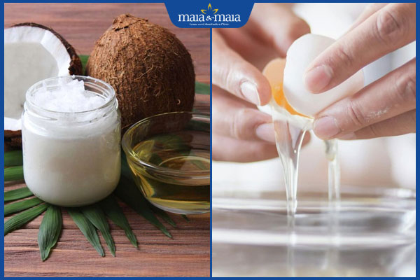 dầu dừa và lòng trắng trứng