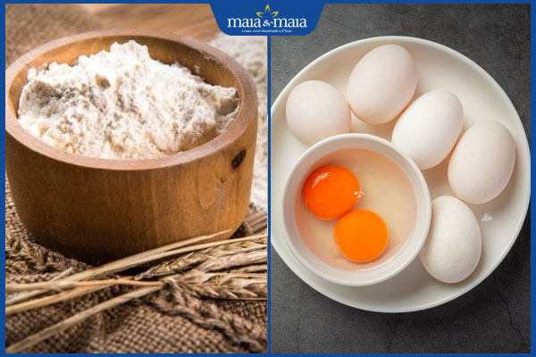 bột mì và trứng