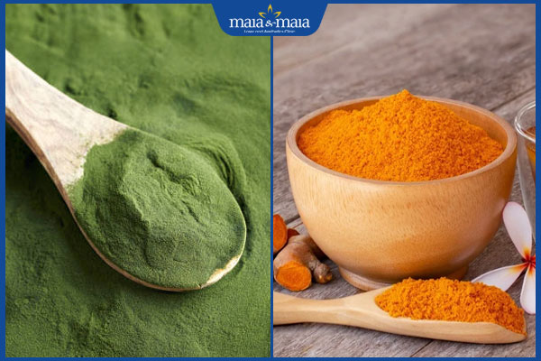 bột rong biển và bột nghệ
