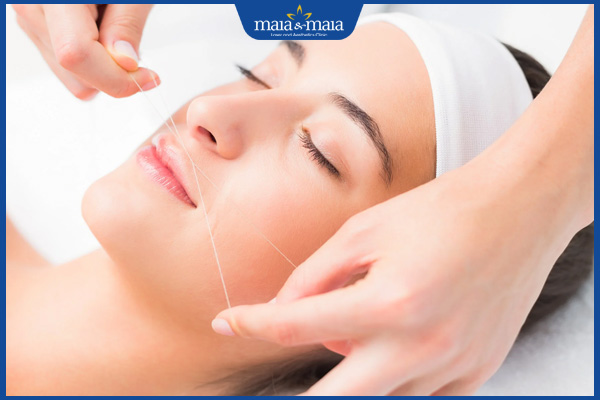 chuẩn bị sợi chỉ se lông mặt