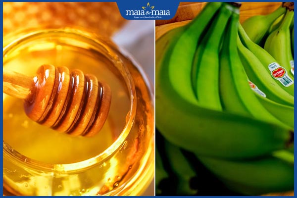 chuối xanh và mật ong