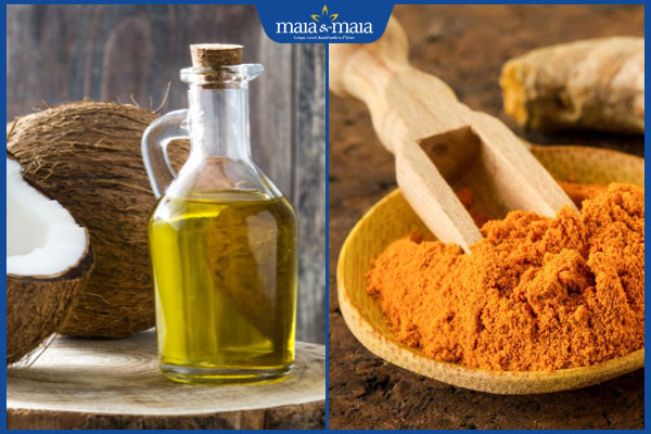 dầu dừa và bột nghệ