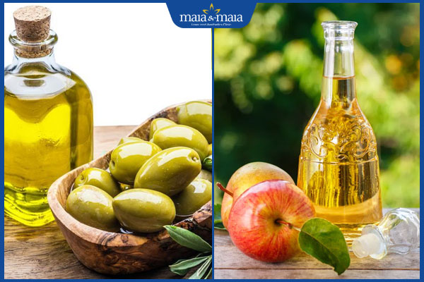 dầu oliu và giấm táo