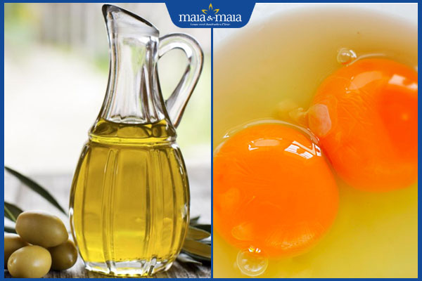 dầu oliu và lòng đỏ trứng