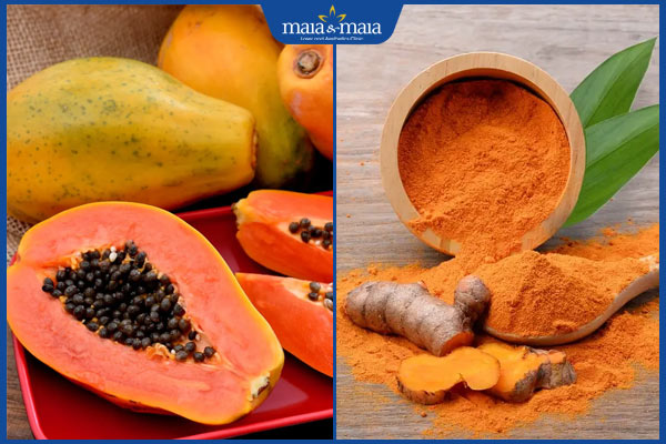 đu đủ và bột nghệ