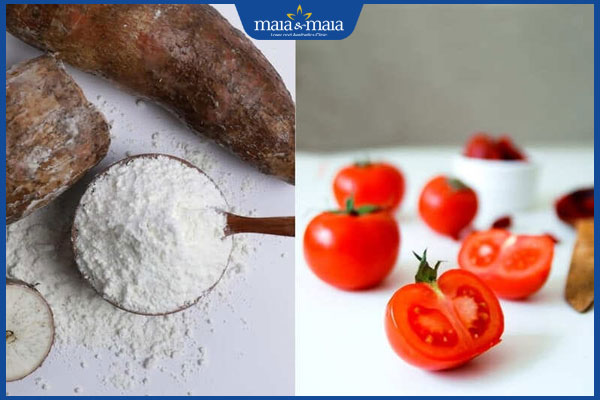 hết nám bằng cà chua và bột sắn