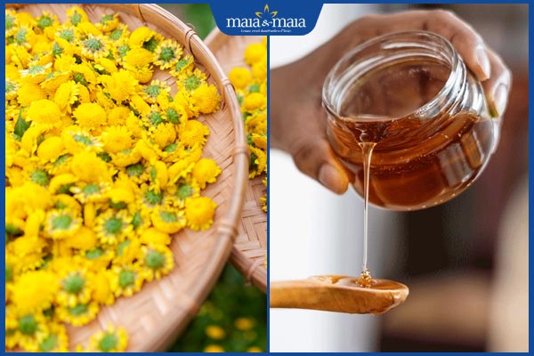 hoa cúc khô và mật ong