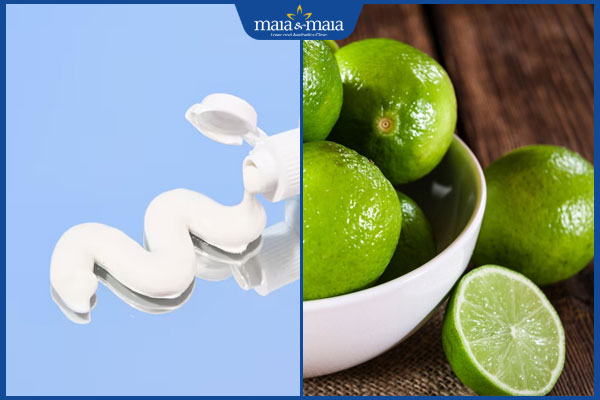 kem đánh răng và chanh