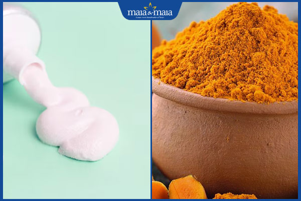 kem đánh răng và tinh bột nghệ