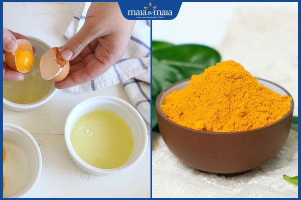 trứng gà và bột nghệ