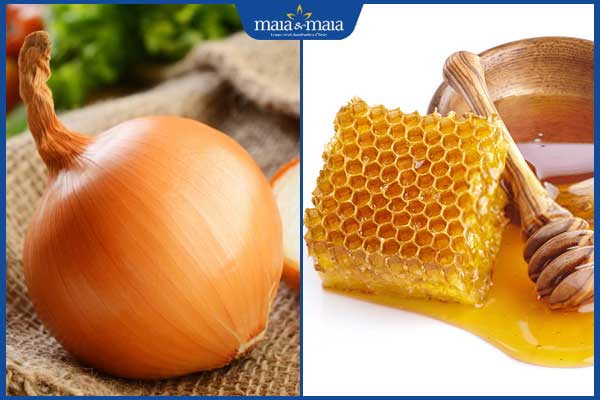 hành tây và mật ong