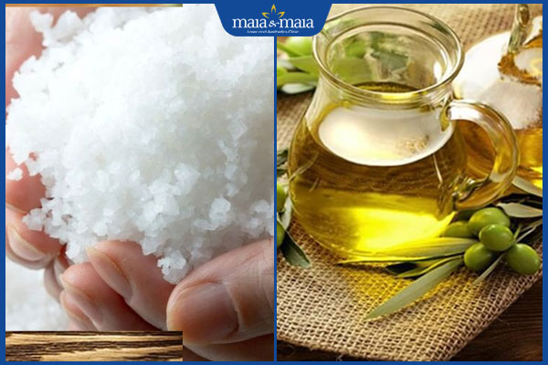 muối biển và dầu oliu