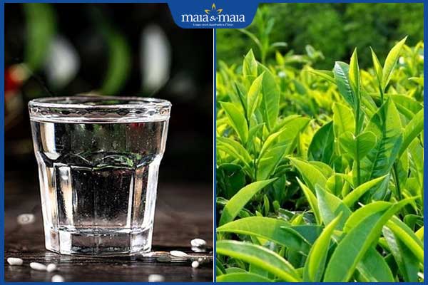 ruỏu gạo và trà xanh