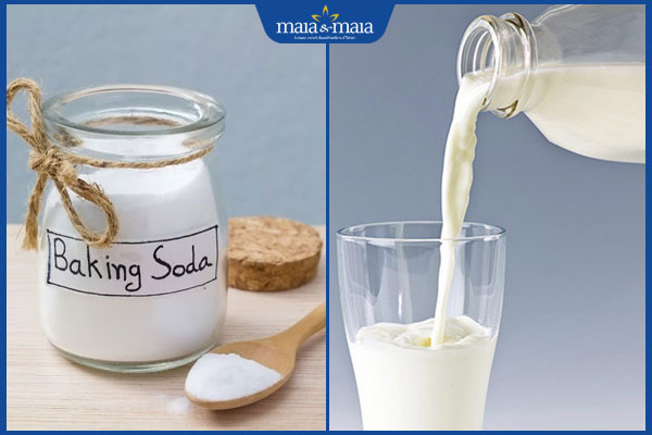 baking soda và sữa tươi
