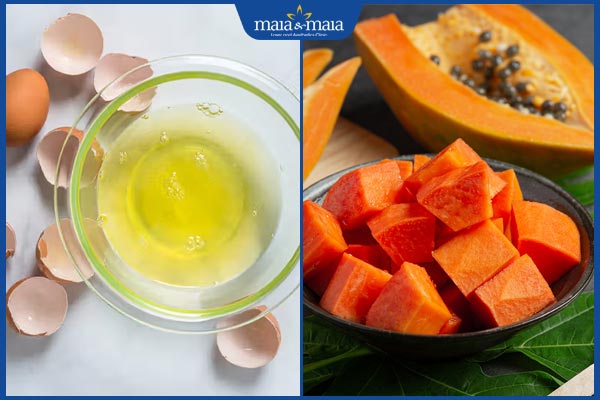 trứng gà và đu đủ
