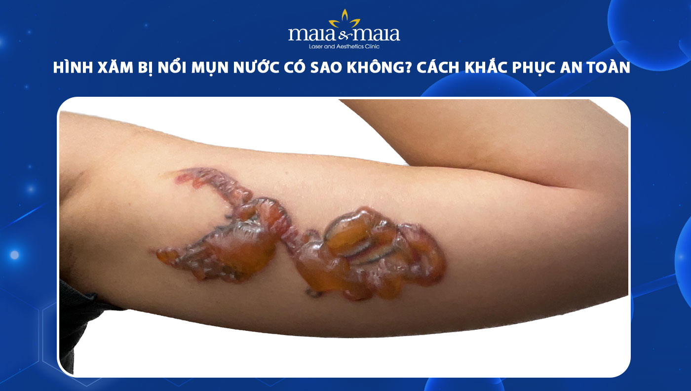 hình xăm bị nổi mụn nước