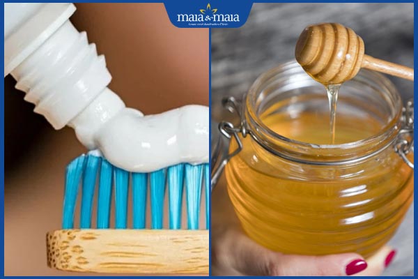 kem đánh răng và mật ong